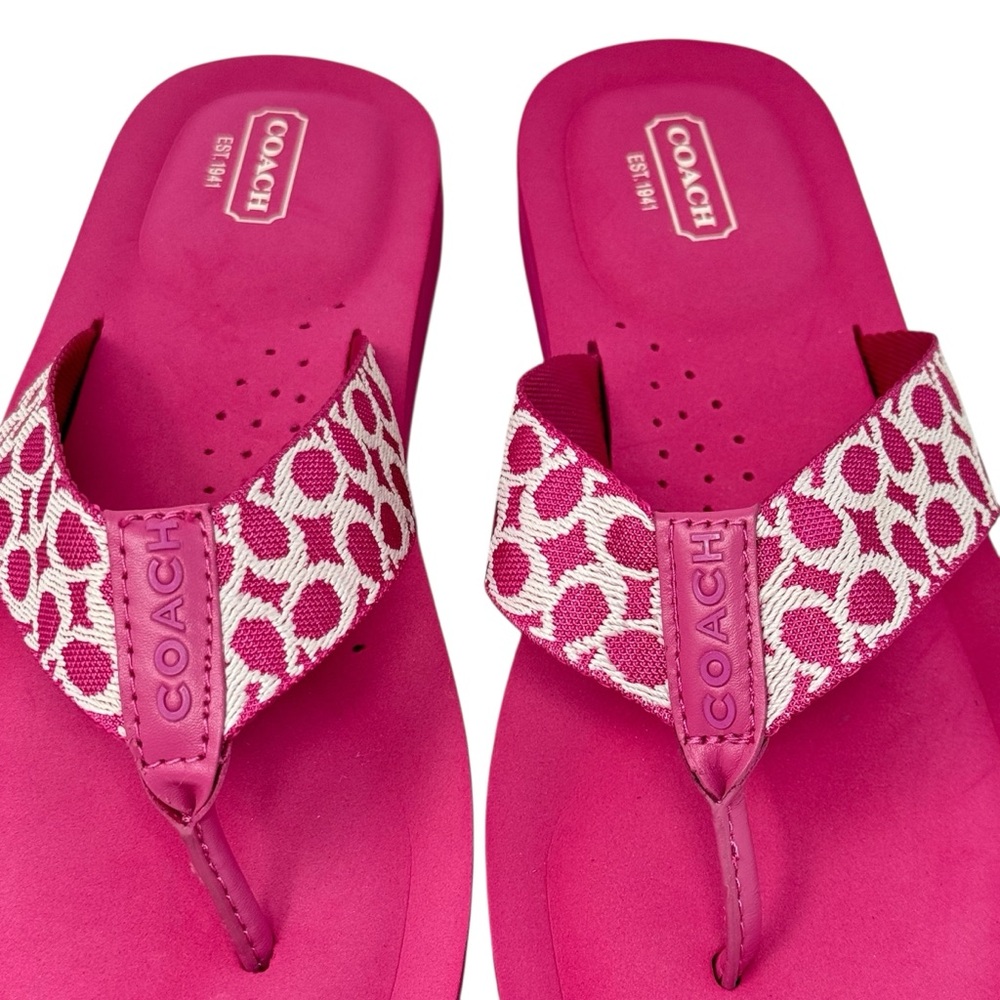 NIB Coach Jessalyn Signature Womens Thong Flip Flops Fuchsia Light Pink Size 10M - Picture 8 of 14